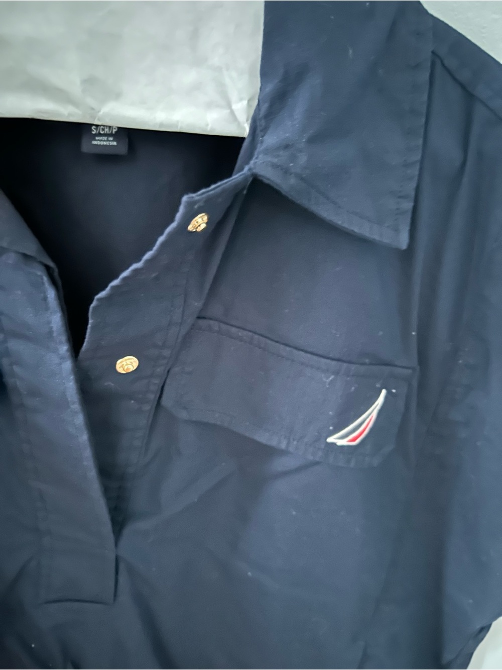 Nautica Navy Lightweight Shirt Jacket with Sail Patch